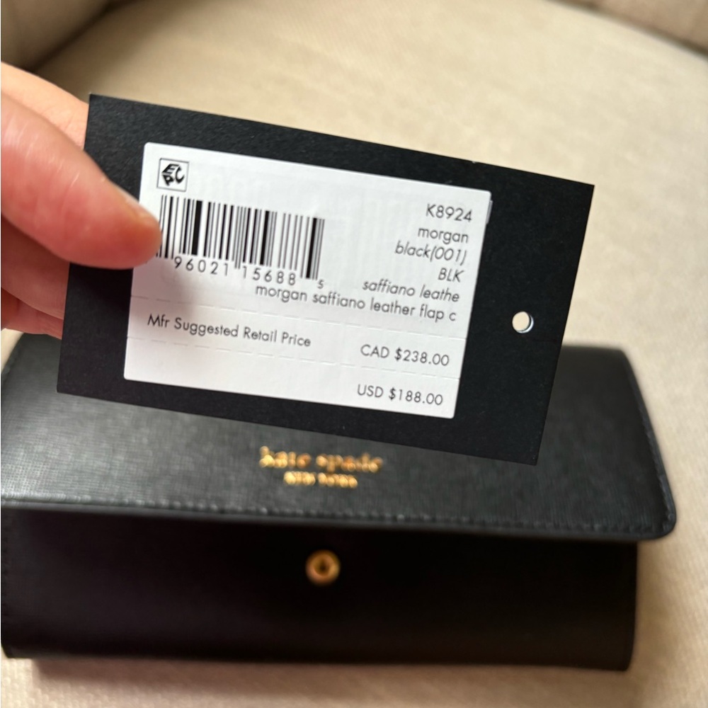 Kate Spade Black Leather Flap Wallet